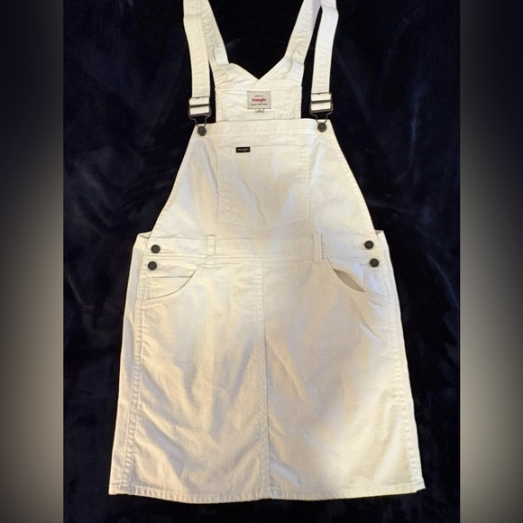 Vintage Women’s Wrangler White Denim Skirt Overalls Size Small - Picture 1 of 8